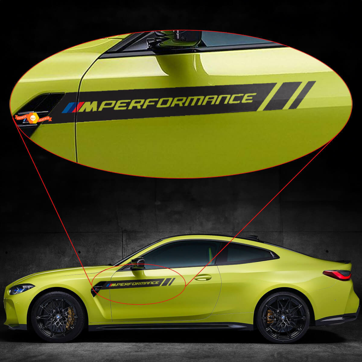 M Performance Style Side Vinyl Decal Pair for BMW M3 M4 G80 G82 G83