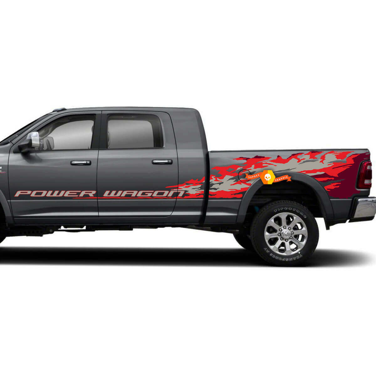 Power Wagon Splash Style Side Vinyl Decal Kit For Dodge Ram 