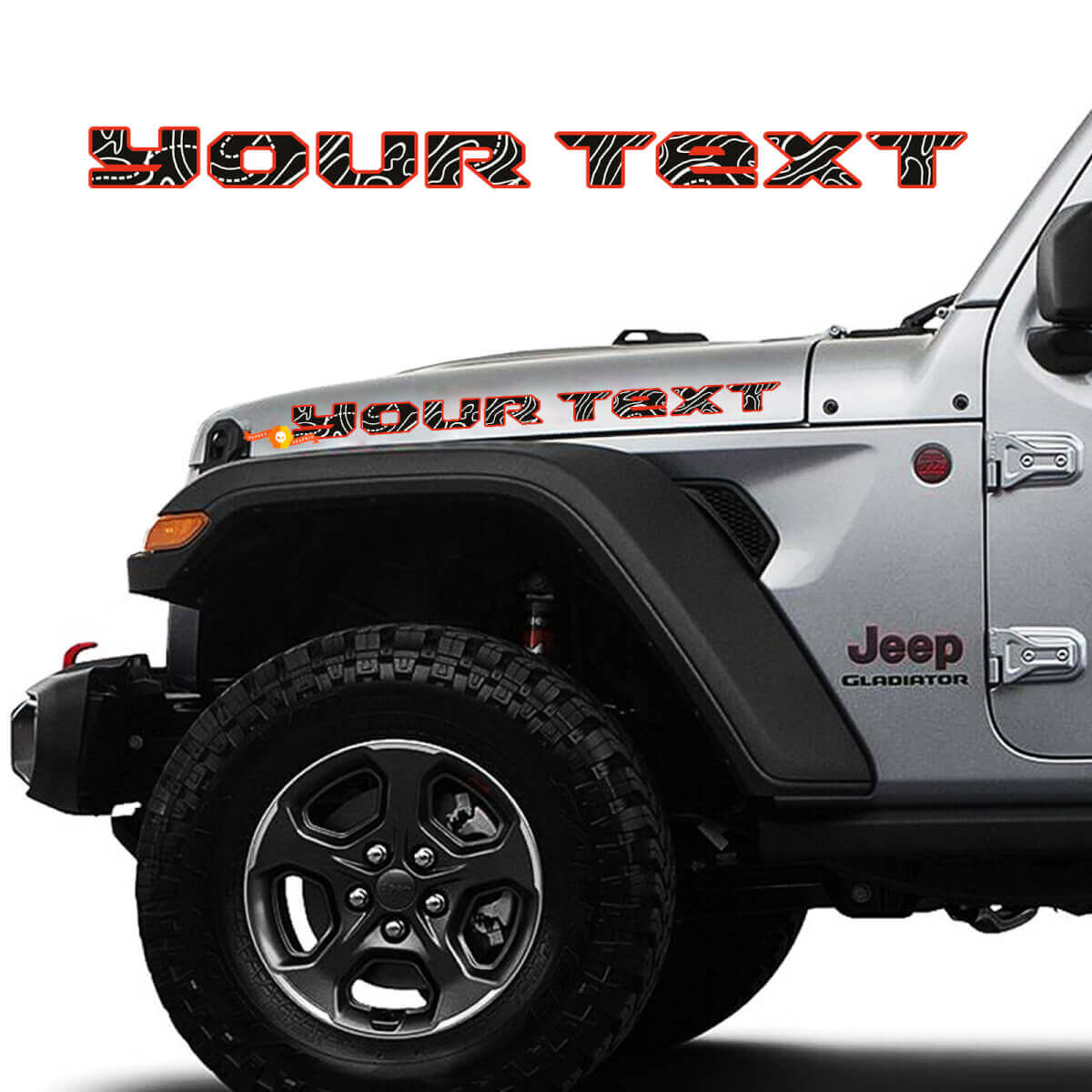 Topographic Map Hood Vinyl Decals Stickers for Jeep Gladiator