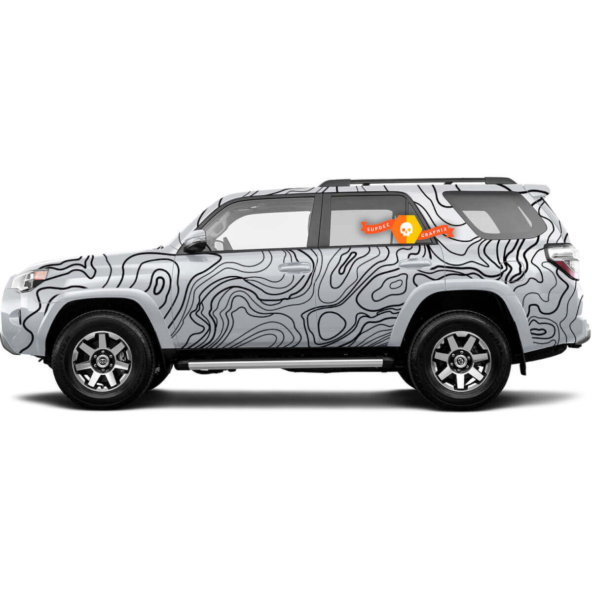 Topographic Map Full Body Vinyl Decal Kit For Toyota 4Runner