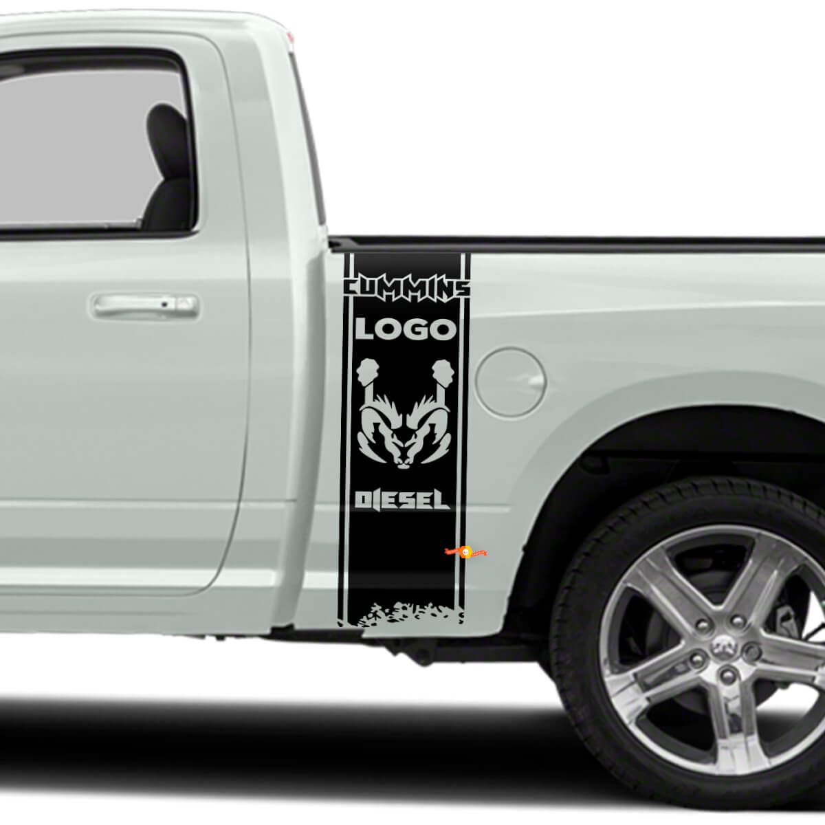 Cummins Hemi Diesel Outline Stripes Bedside Vinyl Defcal Kit for Dodge Trucks