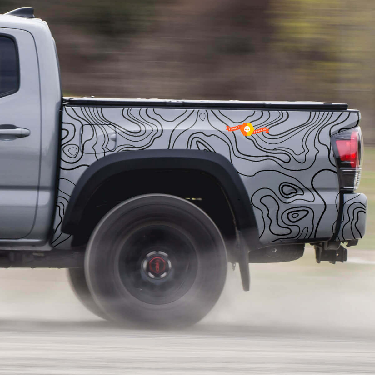 2x Bed Area Toyota Tacoma Topographic map contour Topo Wrap Vinyl Decals graphics sticker 