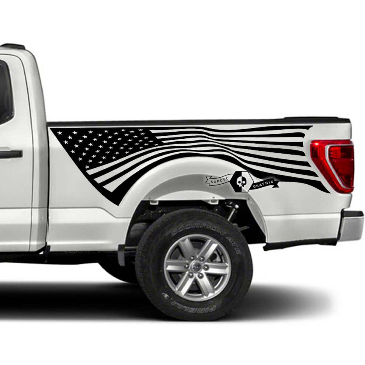 Pair Bed USA Flag Graphics Side Decal Sticker for Ford F-150 XLT
