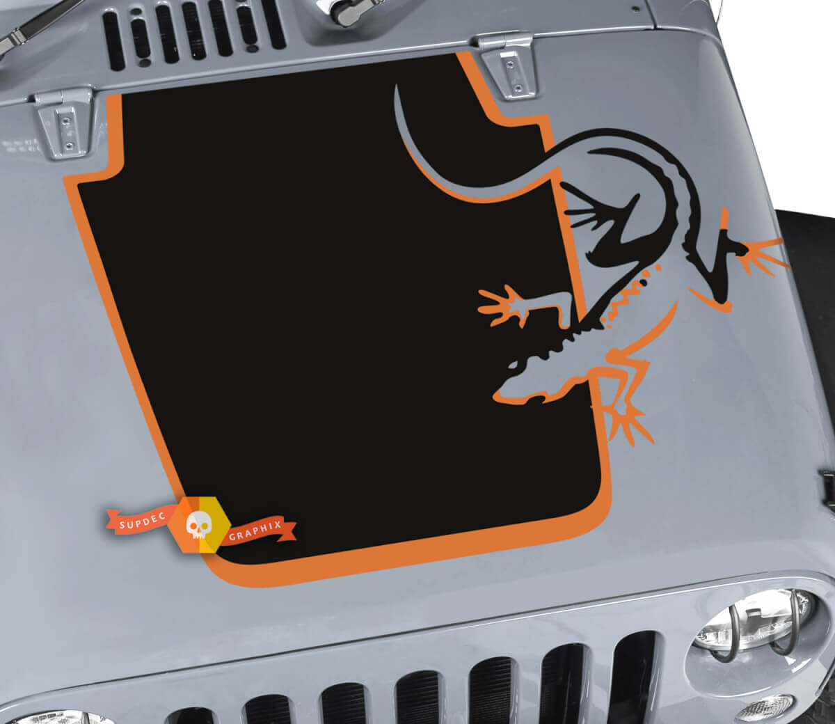Gecko Lizard Hood Vinyl Decal Sticker Graphics for Jeep Wrangler Rubicon