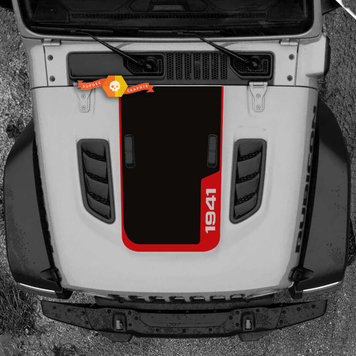 1941 Hood Vinyl Decal Sticker Graphics 2 for Jeep Wrangler Rubicon 2 Colors