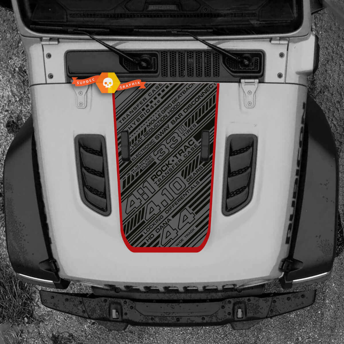 Banner Hood Vinyl Decal Sticker Graphics for Jeep Wrangler Rubicon