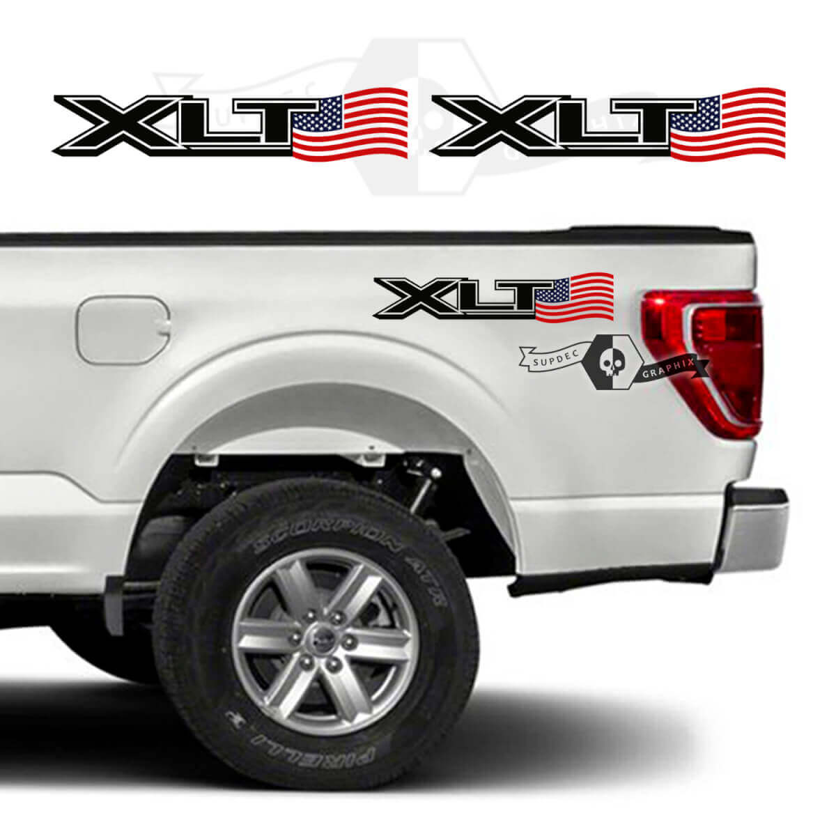 XLT USA Flag Side Vinyl Decals for Musclecar F-150 2023