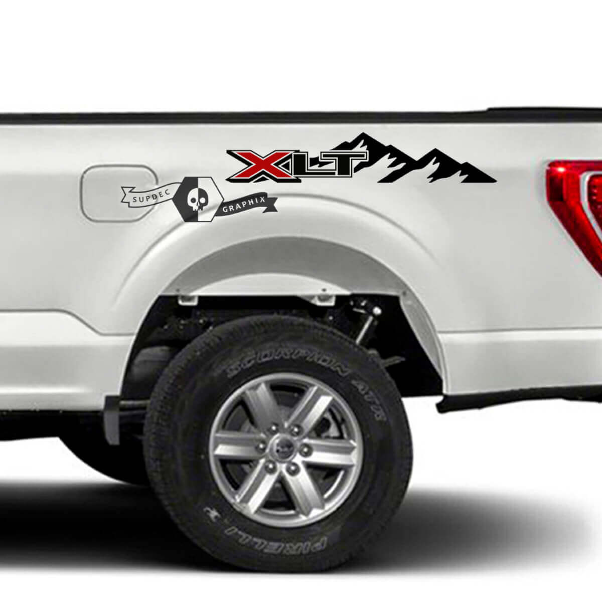 XLT Logo Mountains Bedside Vinyl Decal Kit for Musclecar truck XLT