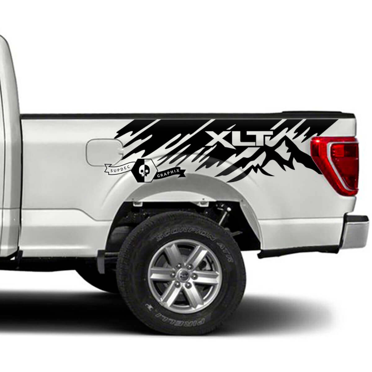 Bed Splash Mud Mountains Side Graphics Decals Stickers for Ford F-150 XLT