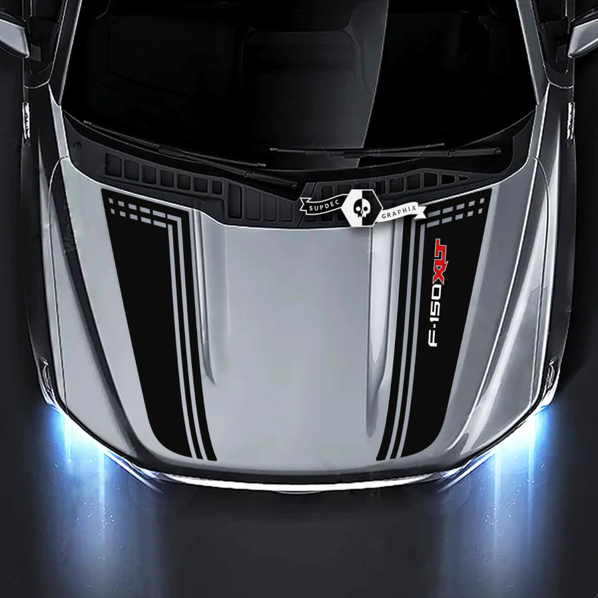 Hood Trim Lines Graphics Decals Stickers for Ford F-150 XLT