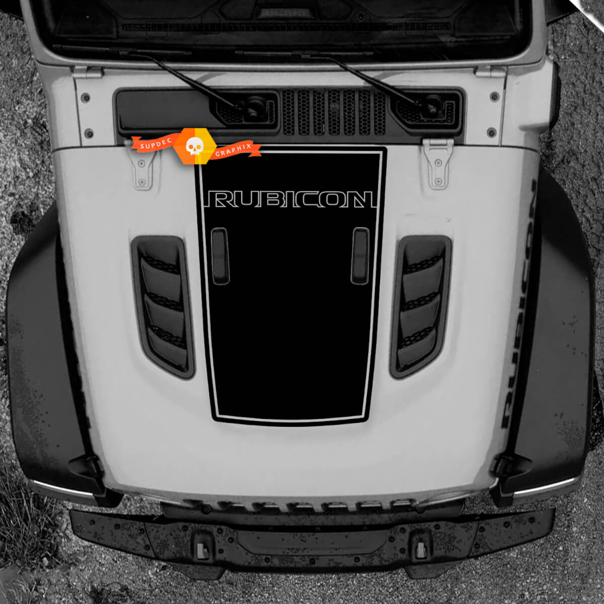Hood Jeep RUBICON Wrangler JL Vinyl Trim Banner Decal Sticker Graphics