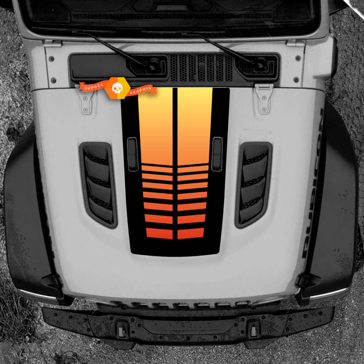 Rubicon Banner Gradient Hood Vinyl Decal Sticker Graphics for Jeep Wrangler JL