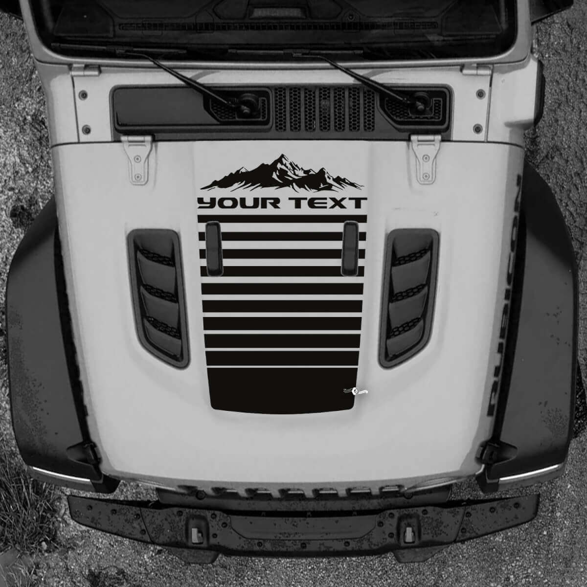 Rubicon Banner Mountains Lines Hood Vinyl Decal Sticker Graphics for Jeep Wrangler JL