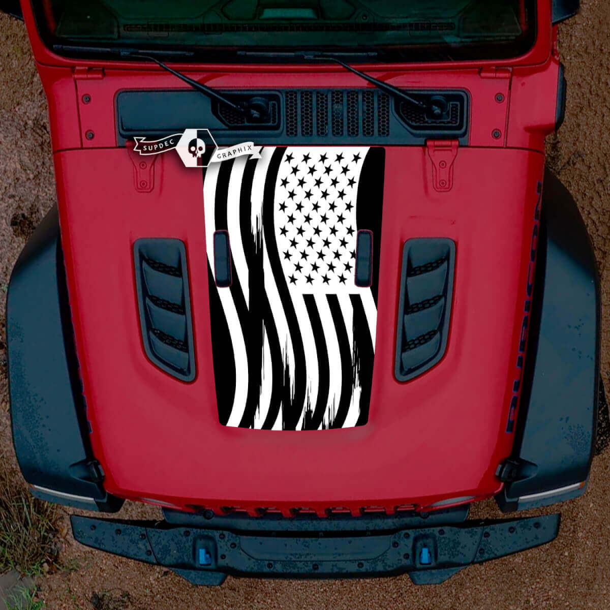 Distressed USA Flag Hood Vinyl Decal Sticker for Jeep Wrangler
