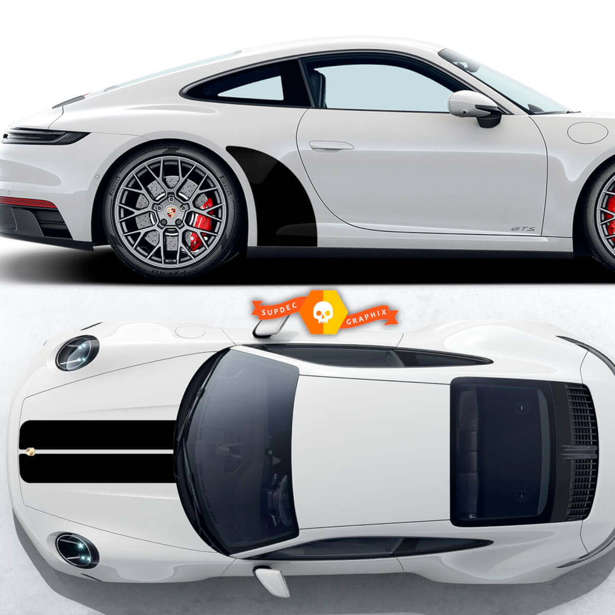 Accent Stripes Hood Side Vinyl Decal Sticker for Porsche 911