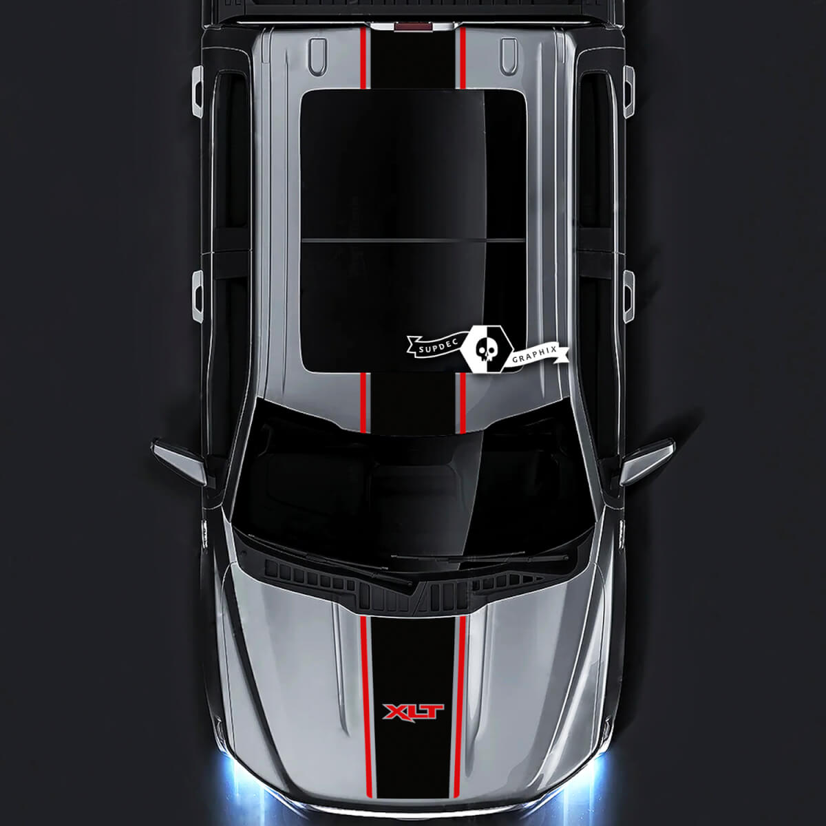 Wide Outline Stripe Hood Roof Tailgate Vinyl Decal Kit for Musclecar truck XLT STX