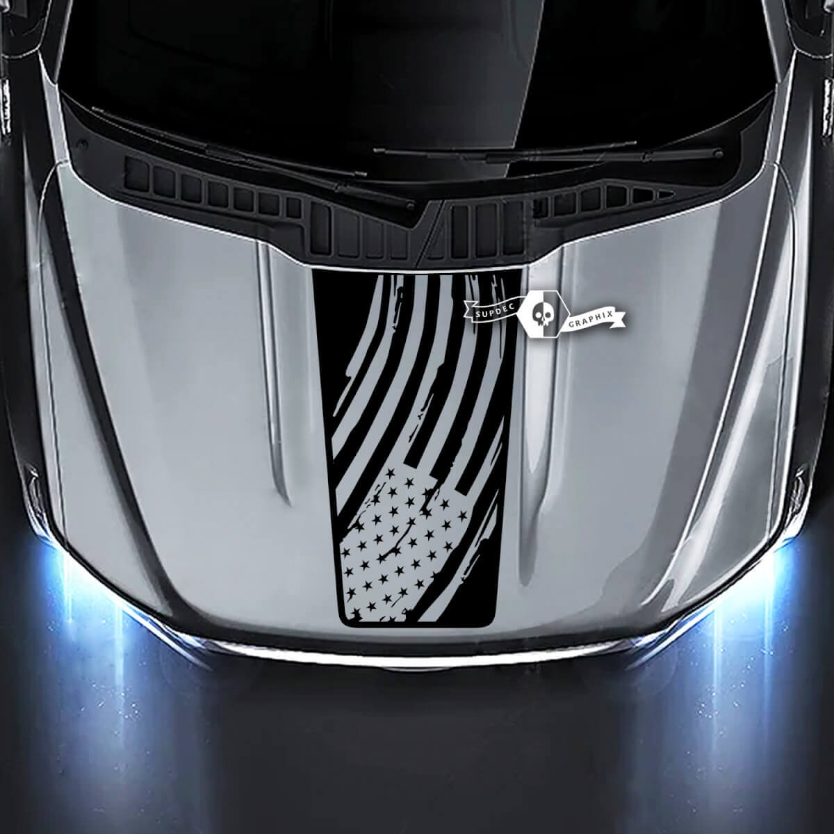 Hood Destroyed USA Flag Graphics Decals Stickers for Ford F-150 XLT STX