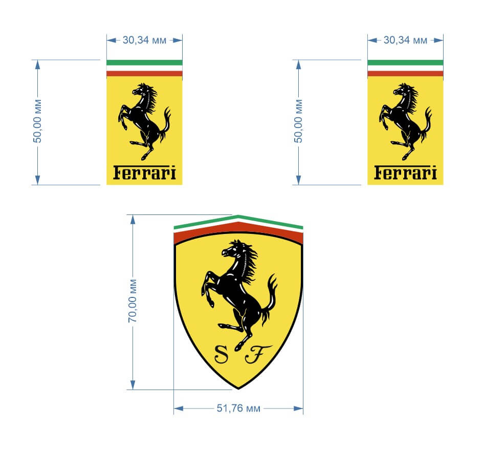 For Ferrari Super Racing Car Logo Sticker Vinyl 3D Decal Stripes Logo  Decorate