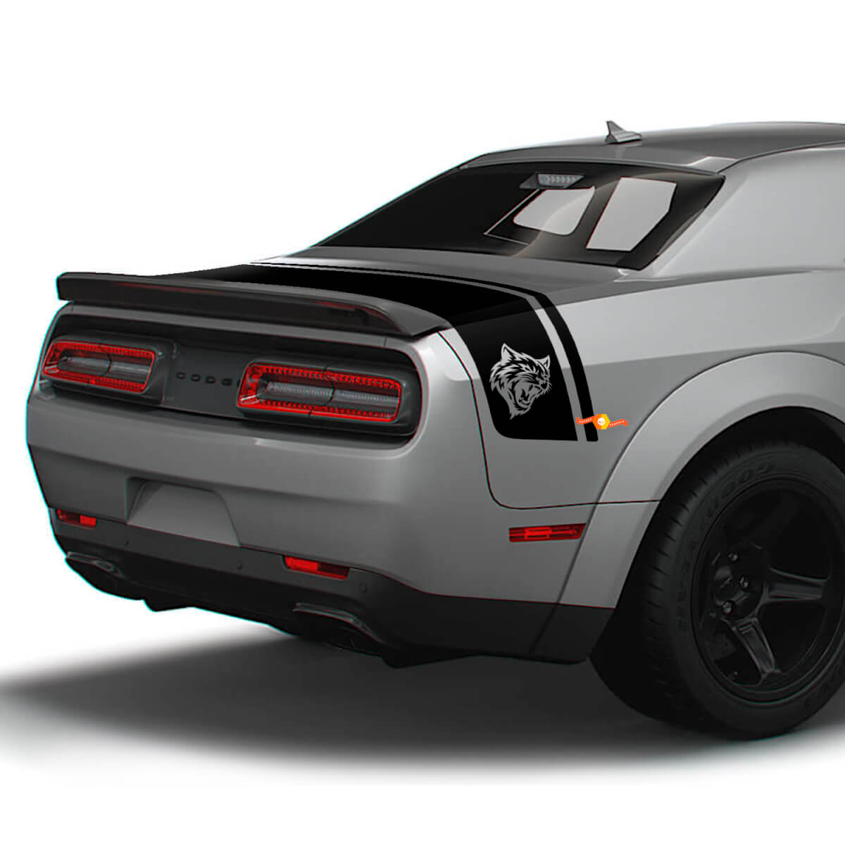 Wildcat Logo Trunk Rear Dual Stripes Vinyl Decals for Dodge Challenger