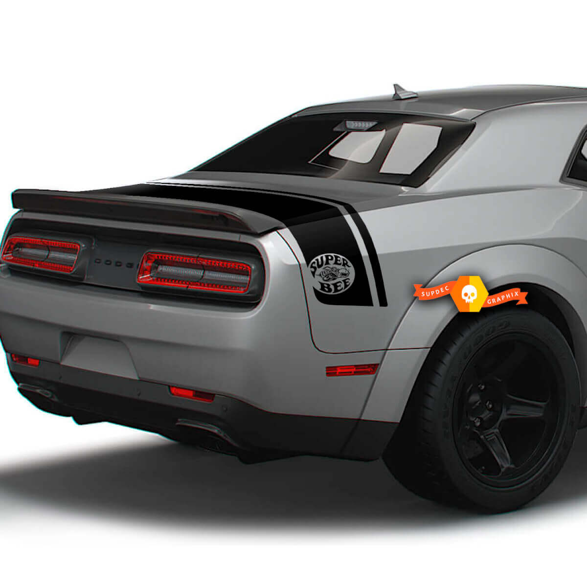 Super Bee Style Trunk Rear Stripe Vinyl Decals for Dodge Challenger