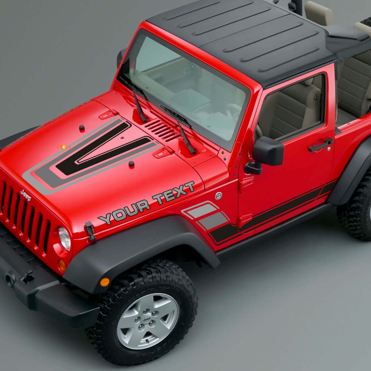 Vintage Stripes Hood Side Vinyl Decal Sticker for Jeep Wrangler 2007-2018