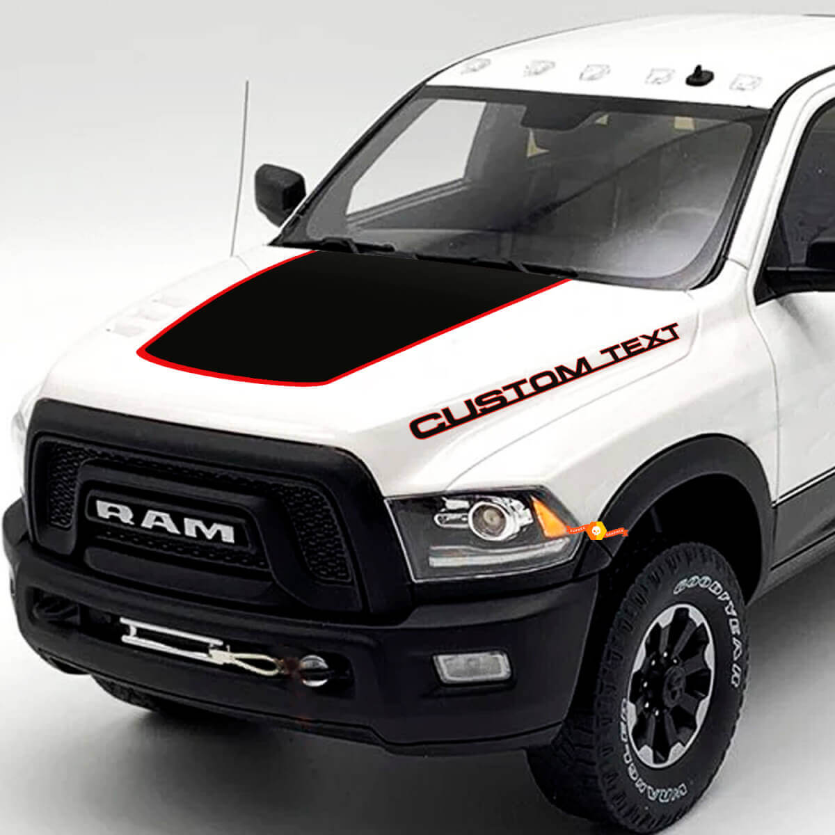 Custom Text and Blackout Hood Vinyl Decals Set for Dodge Ram 2500 Power Wagon