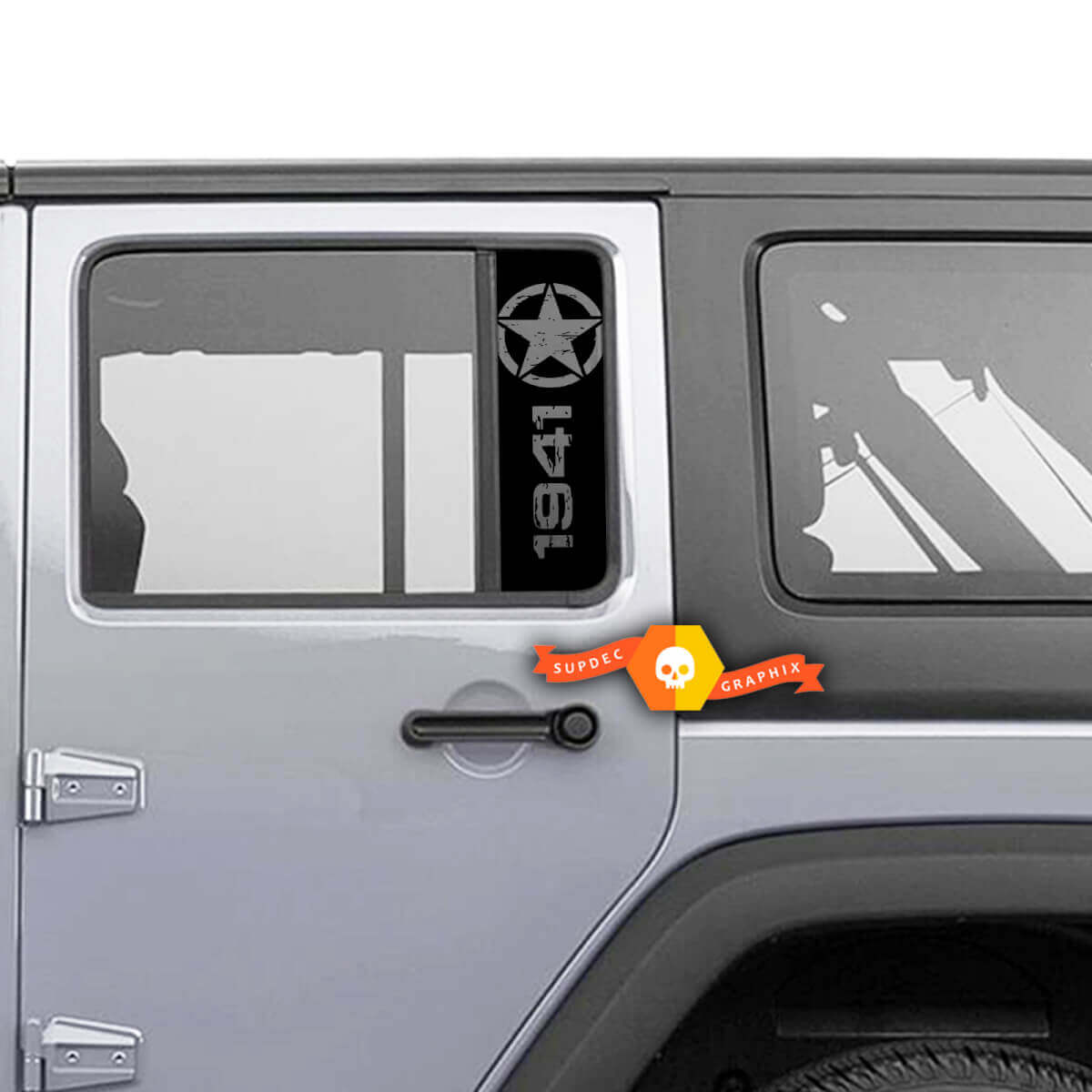 Pair 1941 Window Star Doors Vinyl Stickers Decal Left Right for Jeep Gladiator Wrangler