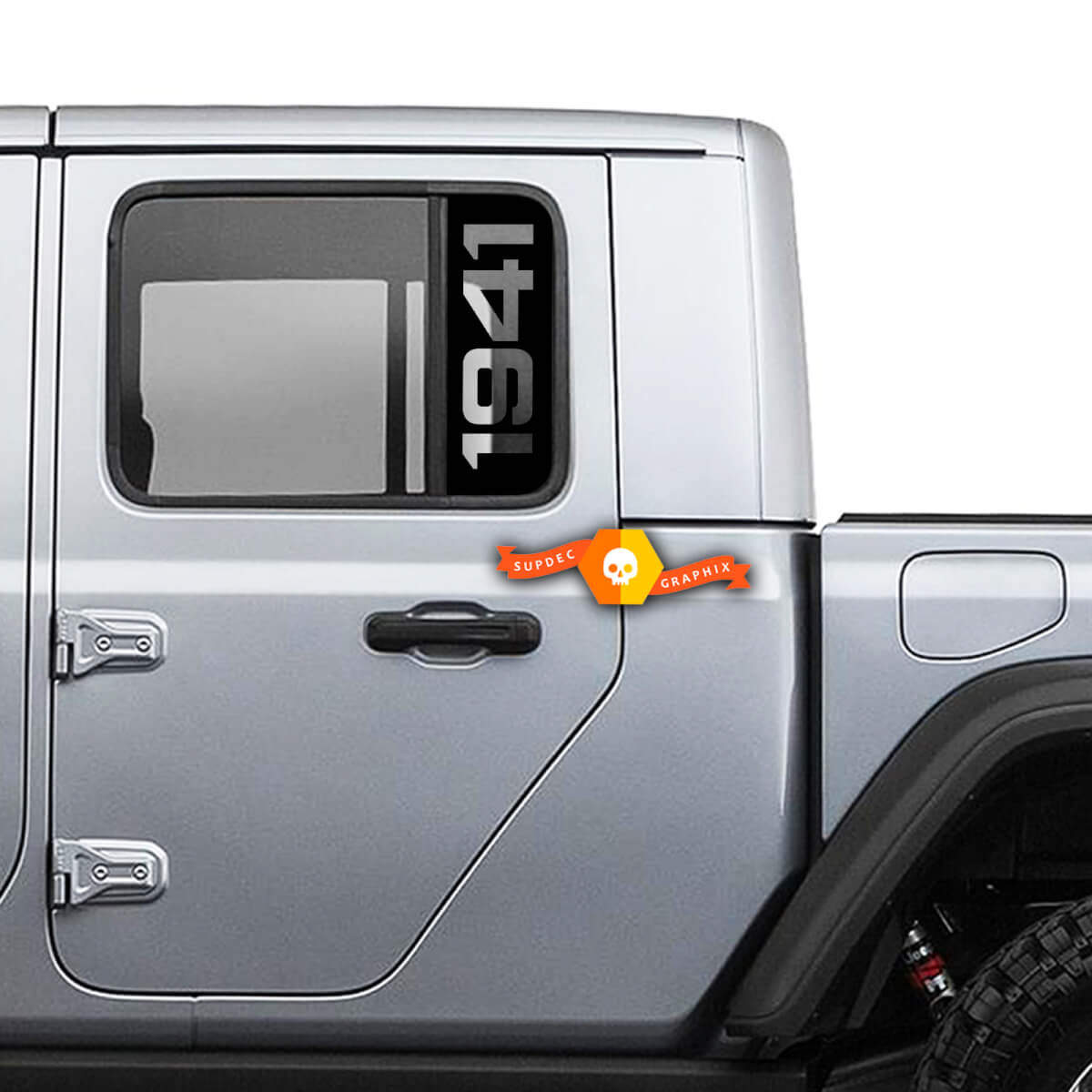 Pair Jeep 1941 Window Gladiator Wrangler Doors Vinyl Stickers Decal