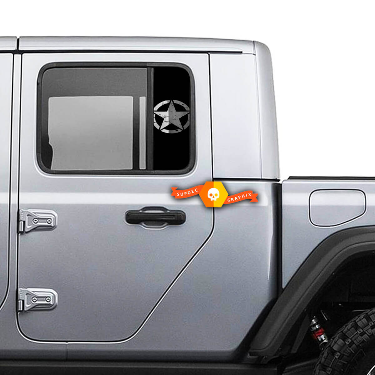 Window Army Star Destroyed Vinyl Stickers Decal 2 for Jeep Gladiator Wrangler