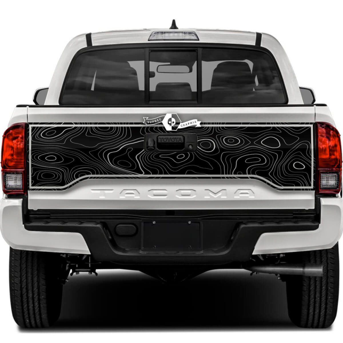 Toyota Tacoma SR5 Tailgate Topographic Map Topo Vinyl Decals Graphic Sticker