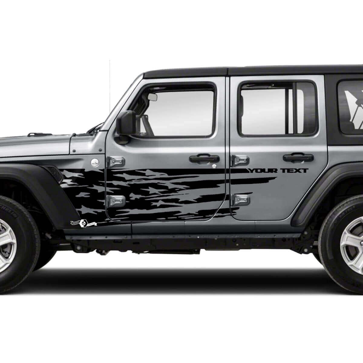 Distressed US Flag Side Vinyl Decal Kit for Jeep Wrangler Unlimited JK
