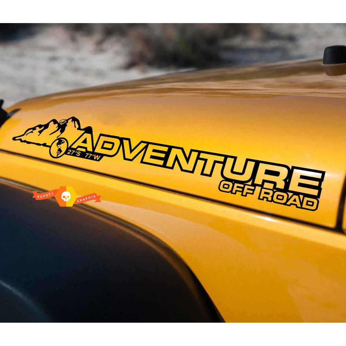 Adventure Hood Vinyl Sticker Decal Pair for Jeep Wrangler Rubicon Sahara JK CJ TJ YJ