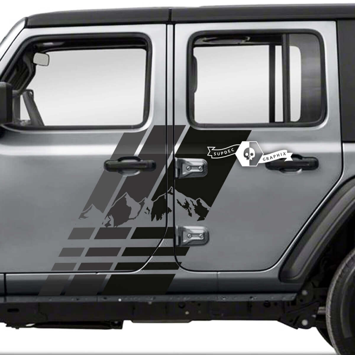 Mountain Door Side Stripes Vinyl Decal Pair for Jeep Wrangler Unlimited