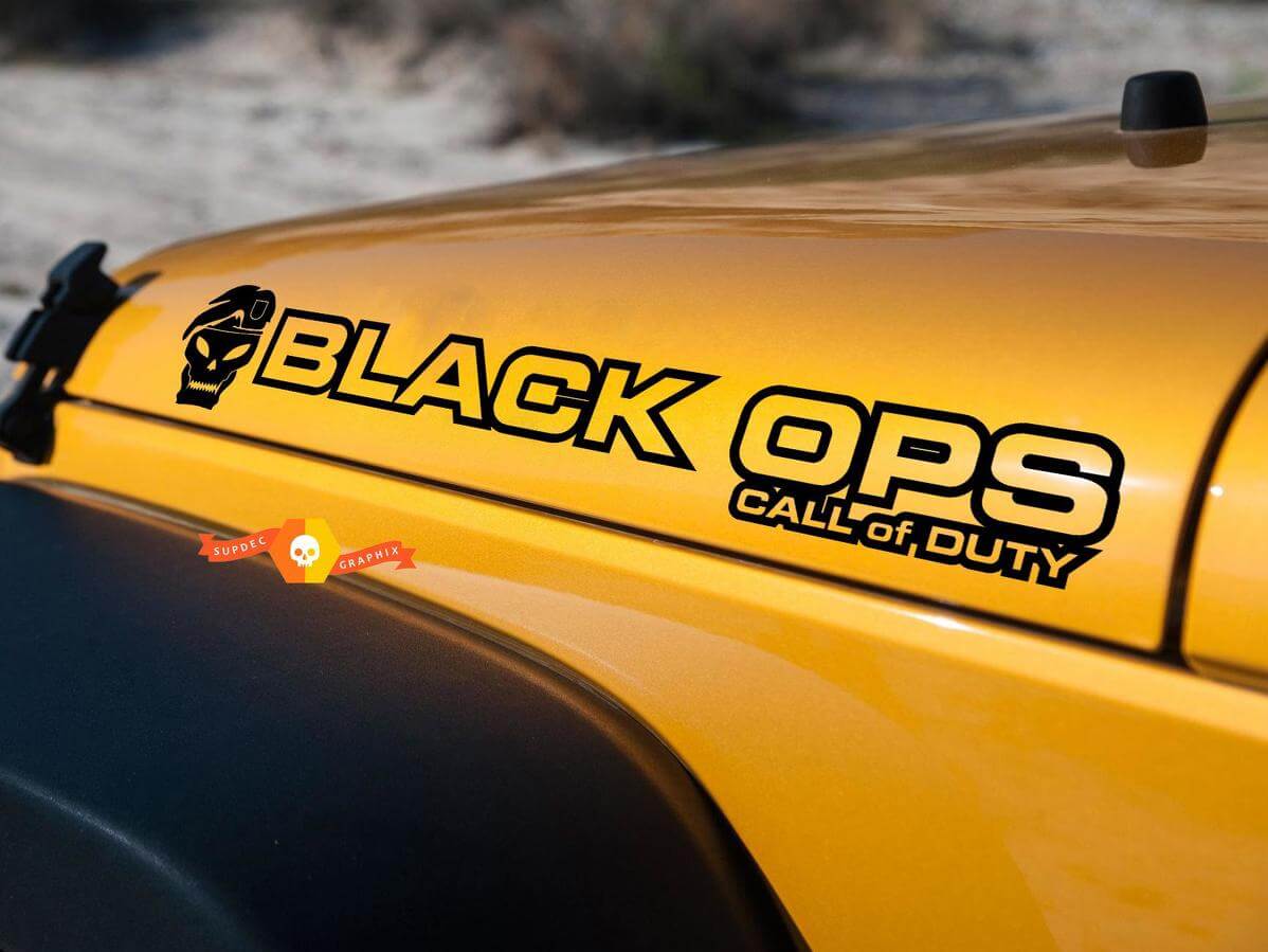 Black Ops Call of Duty Style Hood Vinyl Decal Pair for Jeep Wrangler