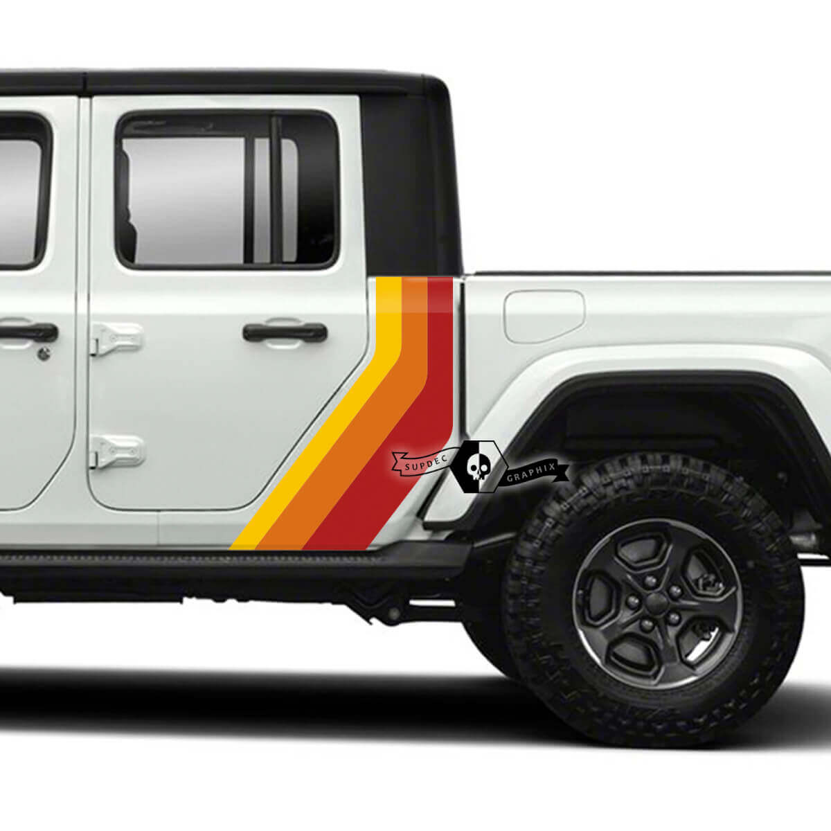 Rubicon Retro Vintage Doors Fender Bed Side 4x4 Off-Road Racing Stripe Kit Sport Off Road Vinyl Decal Sticker Pair 3 Colors for Jeep Gladiator