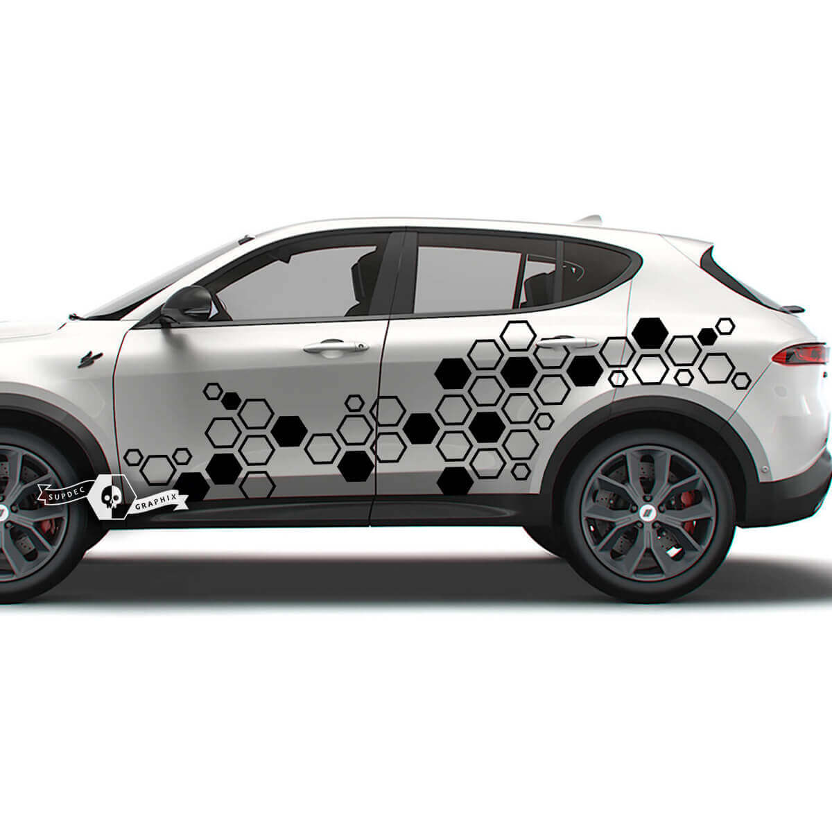 Pair Doors Side Stripes Splash Wrap Mud Fender Honeycomb Logo Vinyl Decals Stickers for Dodge Hornet