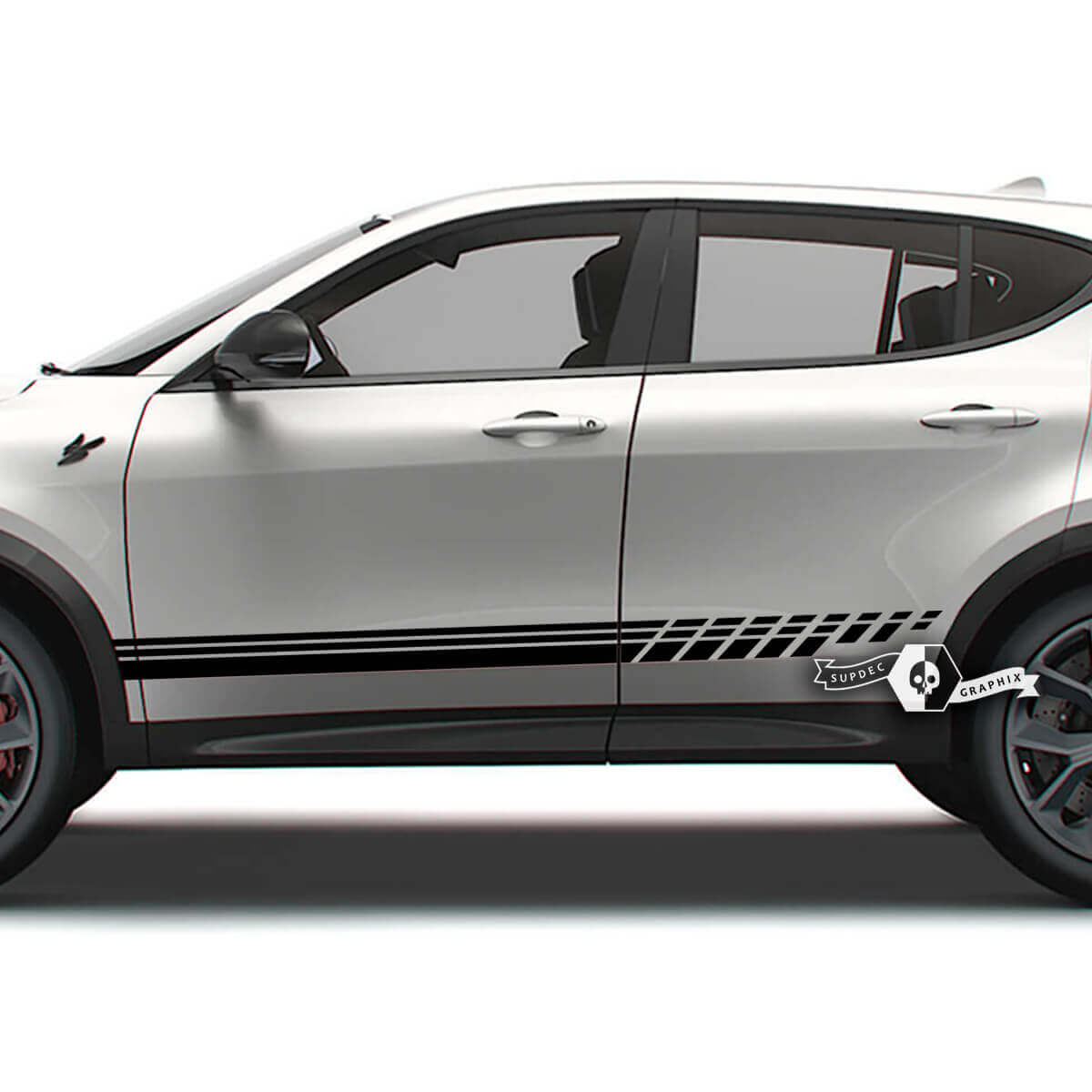 Pair Doors Side Stripes Rocker Panel Fender Hornet Logo Vinyl Decals Stickers for Dodge Hornet