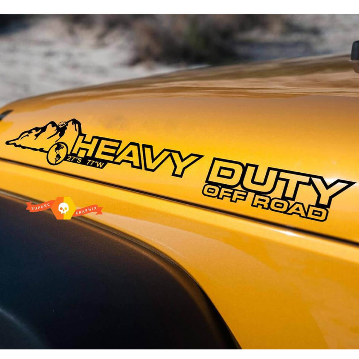 Heavy Duty Hood Side Vinyl Decal Pair for Jeep Wrangler Rubicon Sahara
