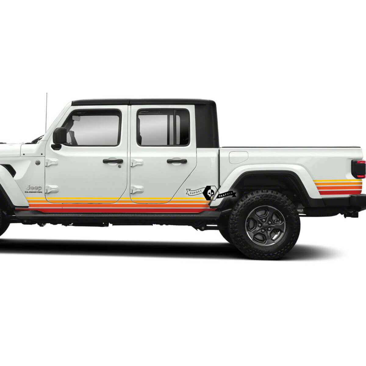 Rubicon Retro Vintage 4x4 Rocker Panel Off-Road Racing Stripe Kit Vinyl Decal for Jeep Gladiator Rubicon