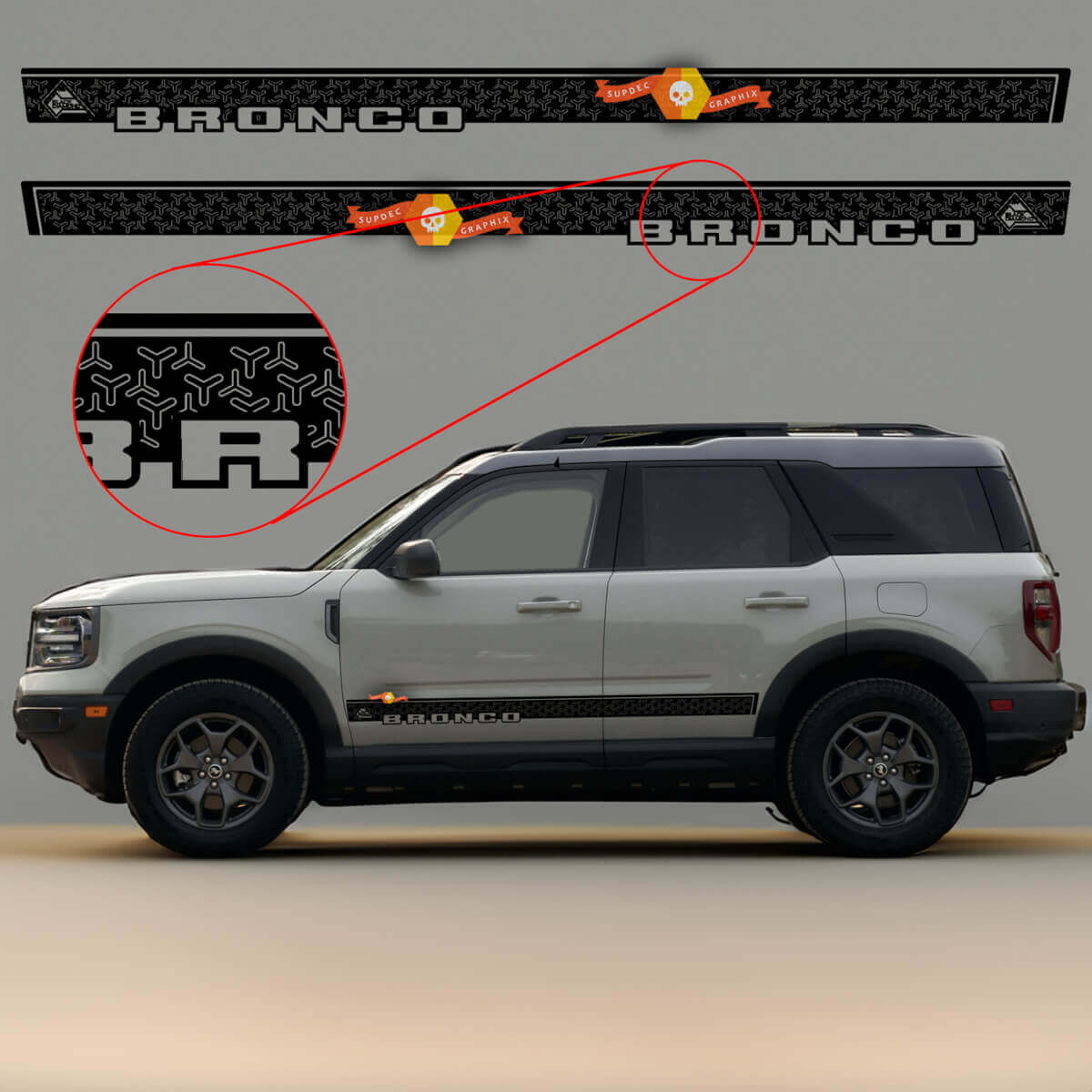 Black Diamond Door Side Stripe Vinyl Decals Kit for Musclecar horse Sport