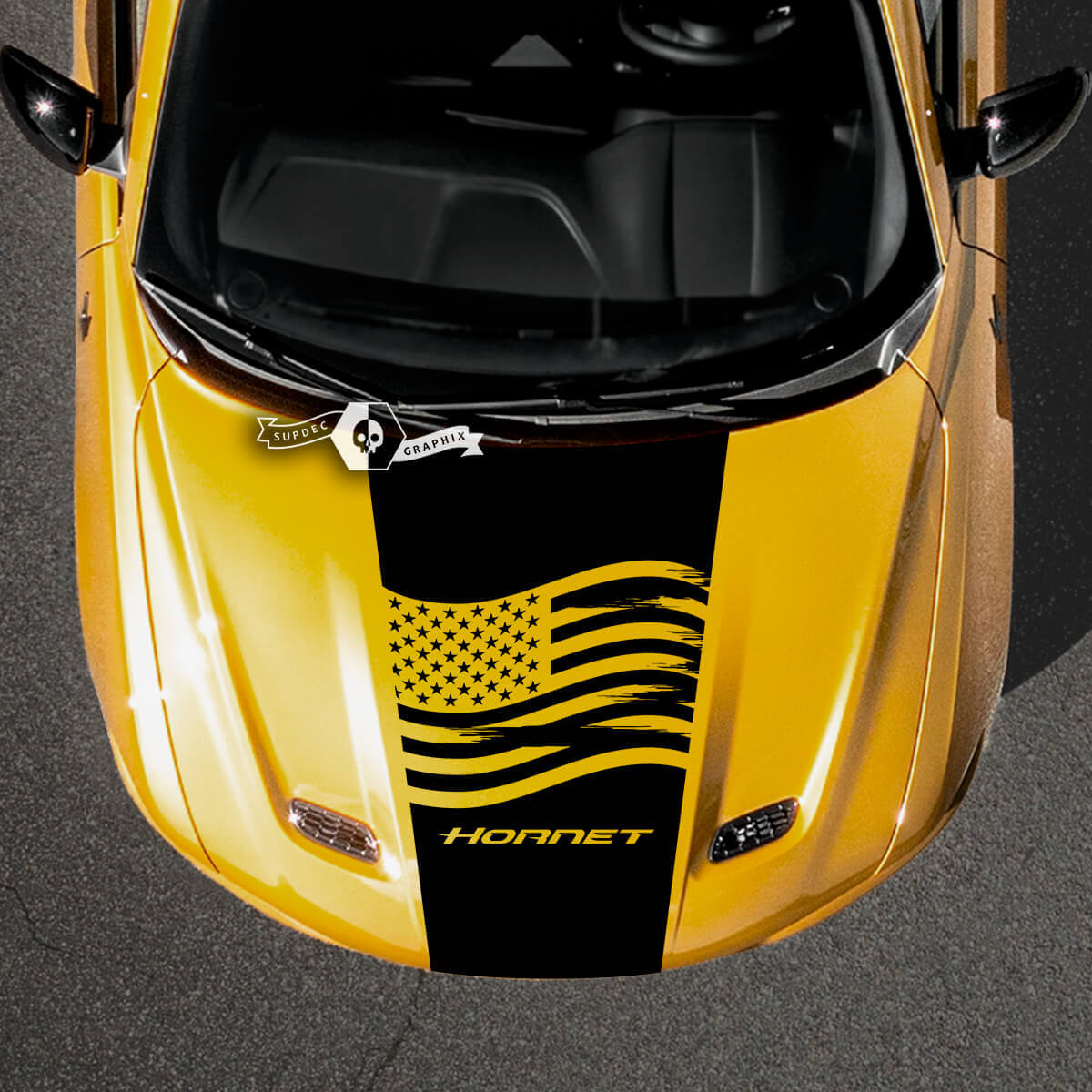 Hood Stripes Wrap USA Flag Logo Vinyl Decals Sticker for Dodge Hornet