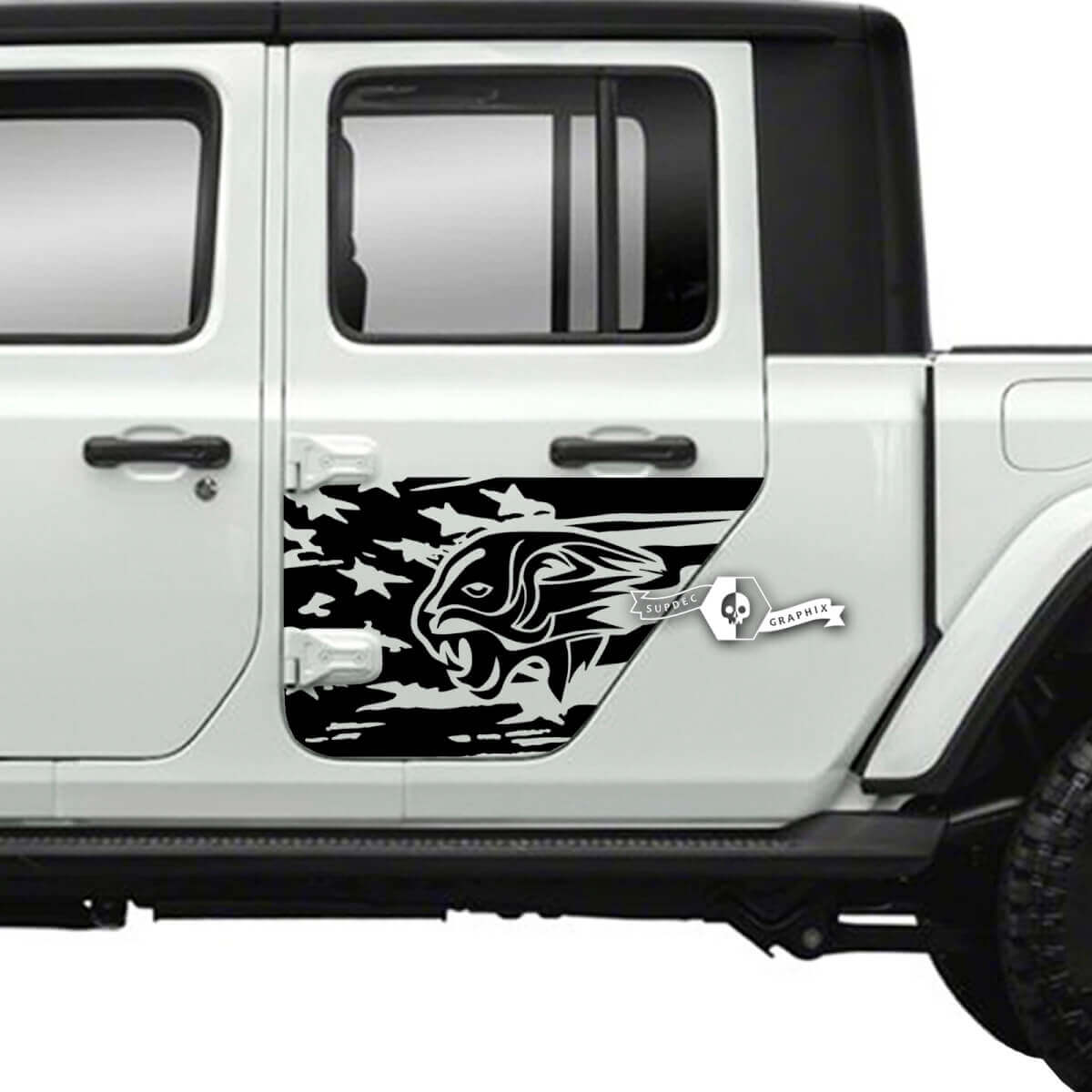 Side Door USA Flag Tiger Stickers Decals Vinyl Graphics Stripe for Jeep Gladiator