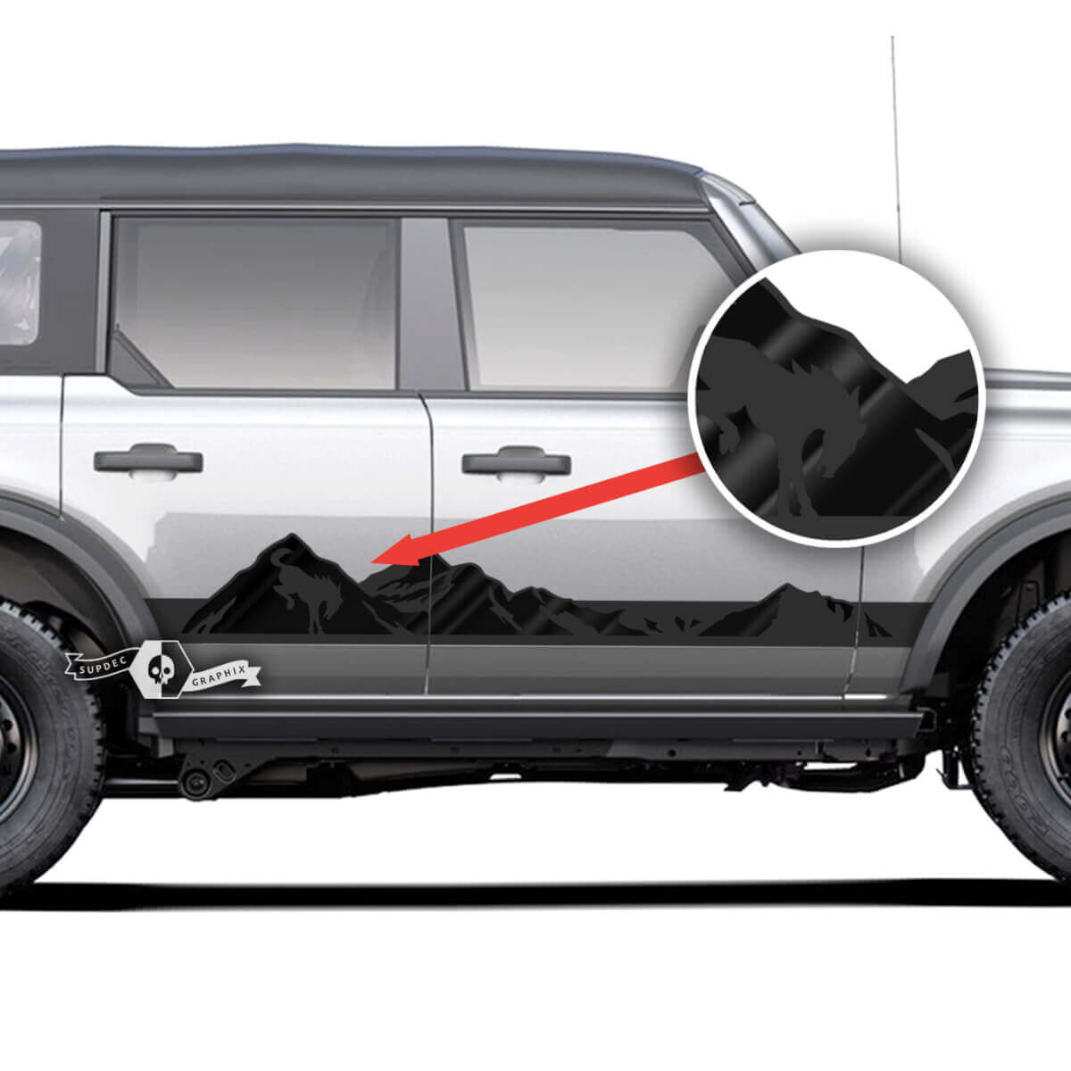Doors Side Mountain Rocker Panel Graphics Decals for Ford Bronco