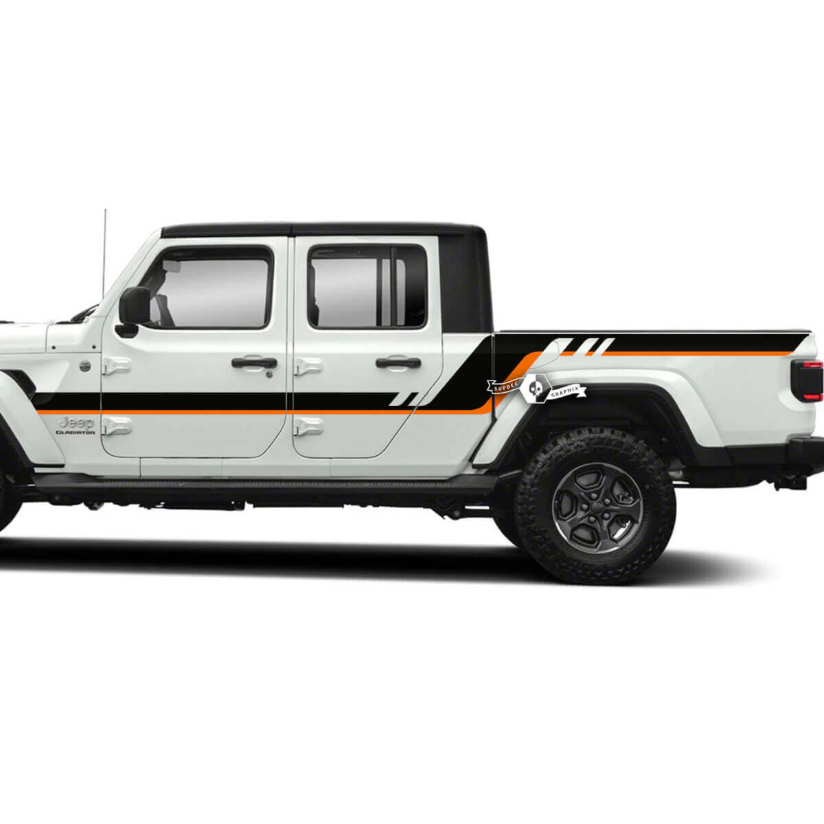 Side Doors Bed Fender Stripes Style Vinyl Decal Sticker Graphics Kit 2 Colors for Jeep Gladiator