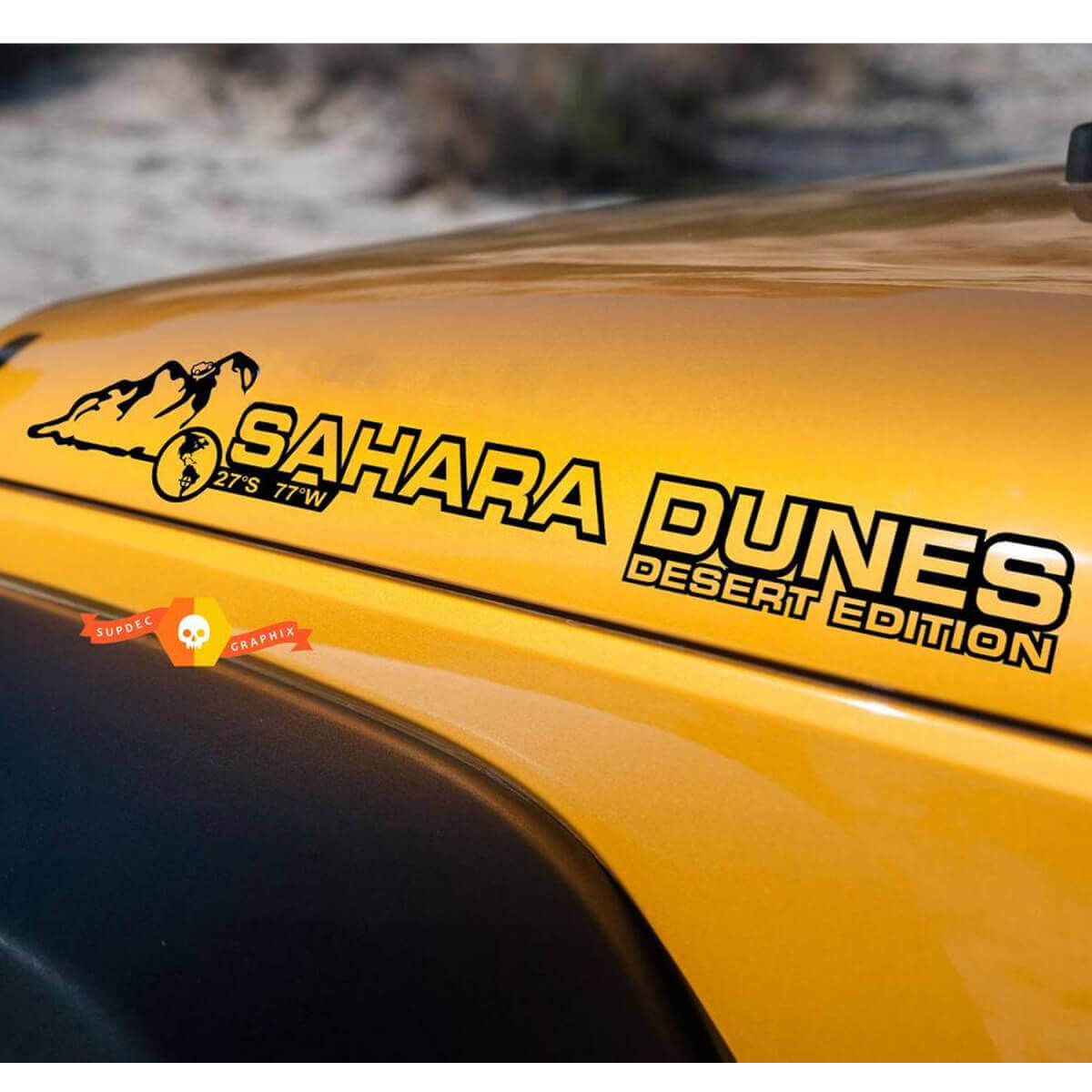 Sahara Dunes Desert Edition Hood Vinyl Decal Set for Jeep Wrangler