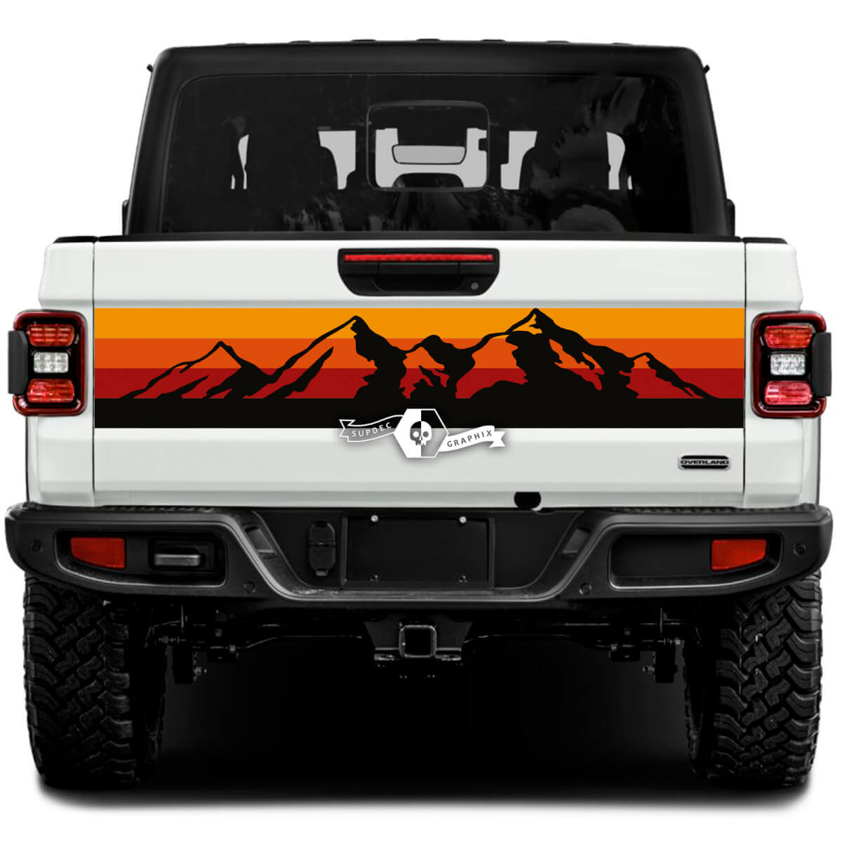 Wrap Mountains Vintage Classic Colors Stickers Decals Vinyl Graphics Tailgate Bed Vinyl Stickers Decals SunSet 4 Colors for Jeep Gladiator