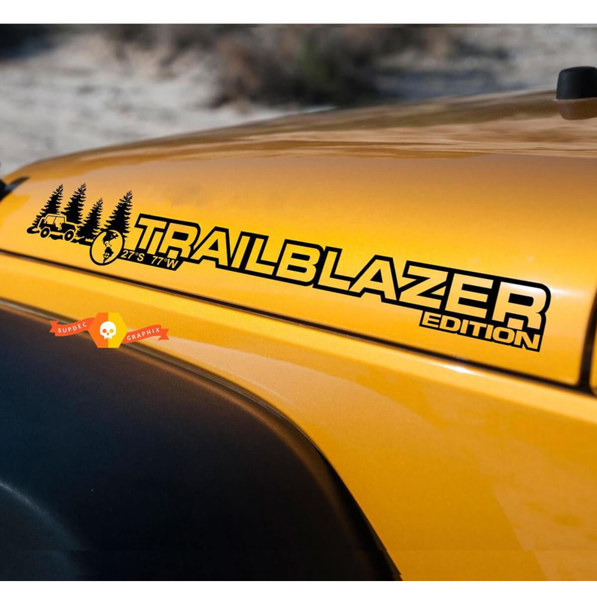 Trailblazer Hood Vinyl Sticker Decal Pair for Jeep Wrangler Rubicon Sahara JK CJ TJ YJ
