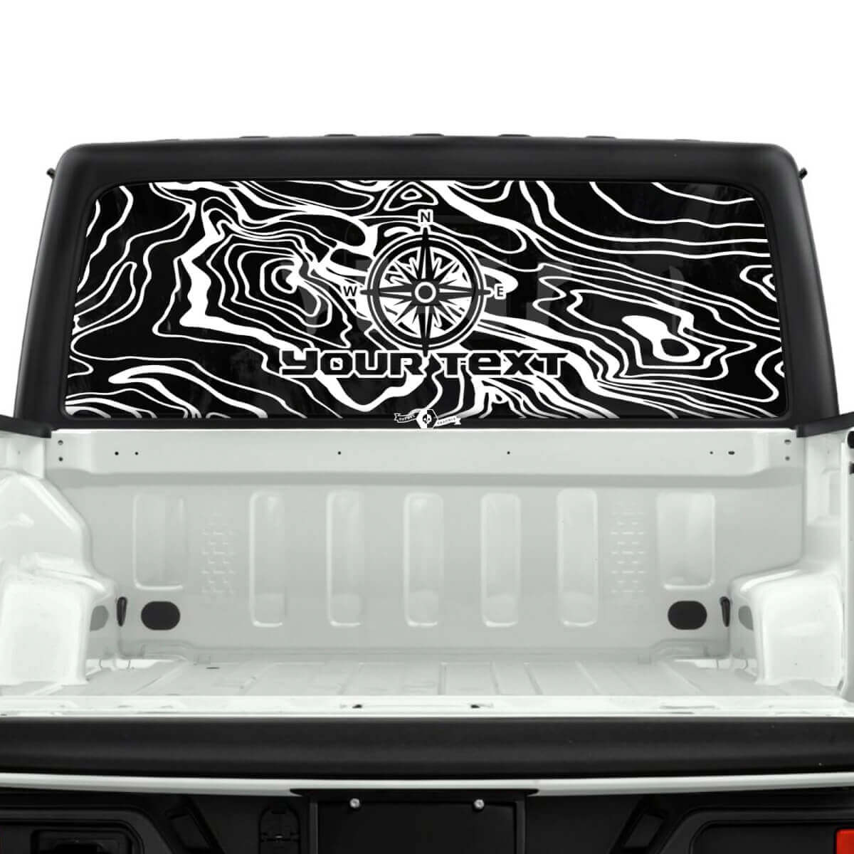 Compass Topographic Map Topo Forest Rear Window Stripe Vinyl Decals Stickers for Jeep Gladiator