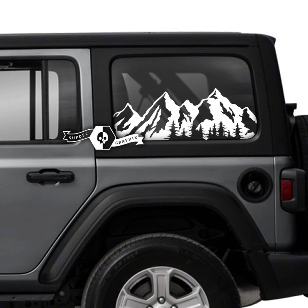 Mountains Forest Side Door Window Trim Vinyl Decals Stickers for Jeep Wrangler Unlimited
