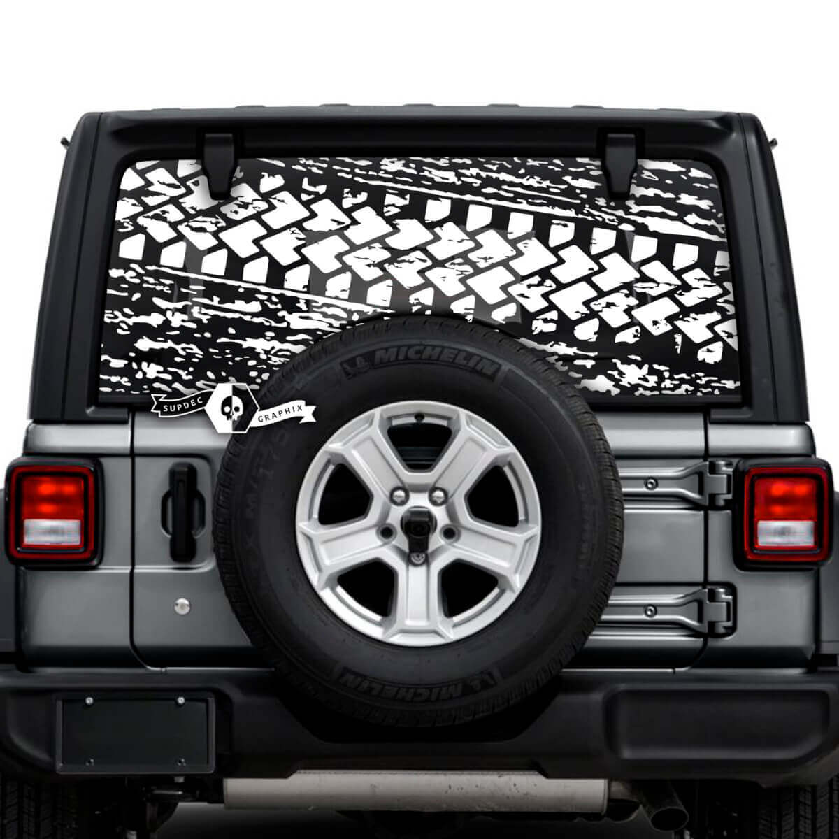 Mud Splash Destroyed Tire Track Rear Window Vinyl Stickers Decals for Jeep Wrangler Unlimited